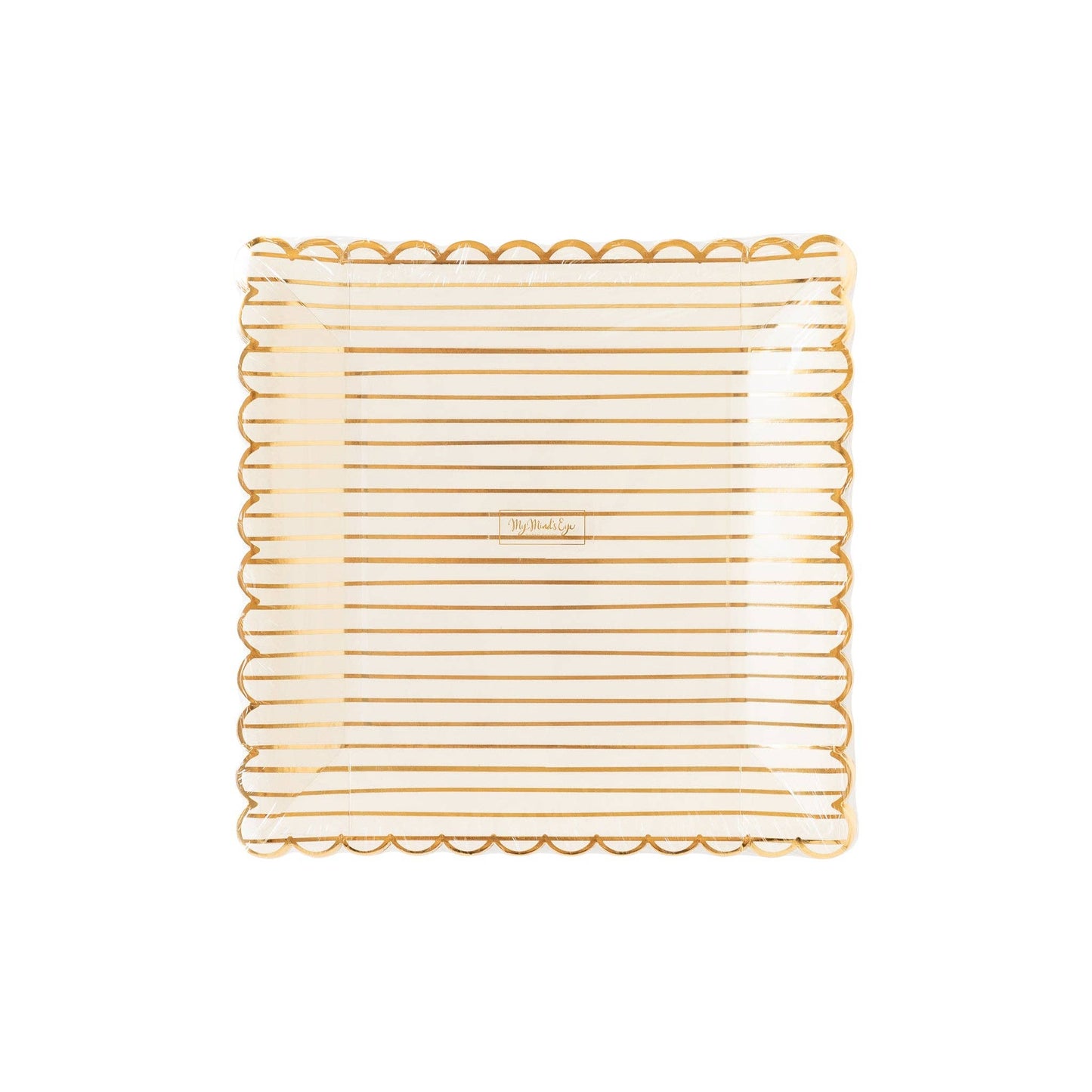 Gold Stripe Scalloped Plate