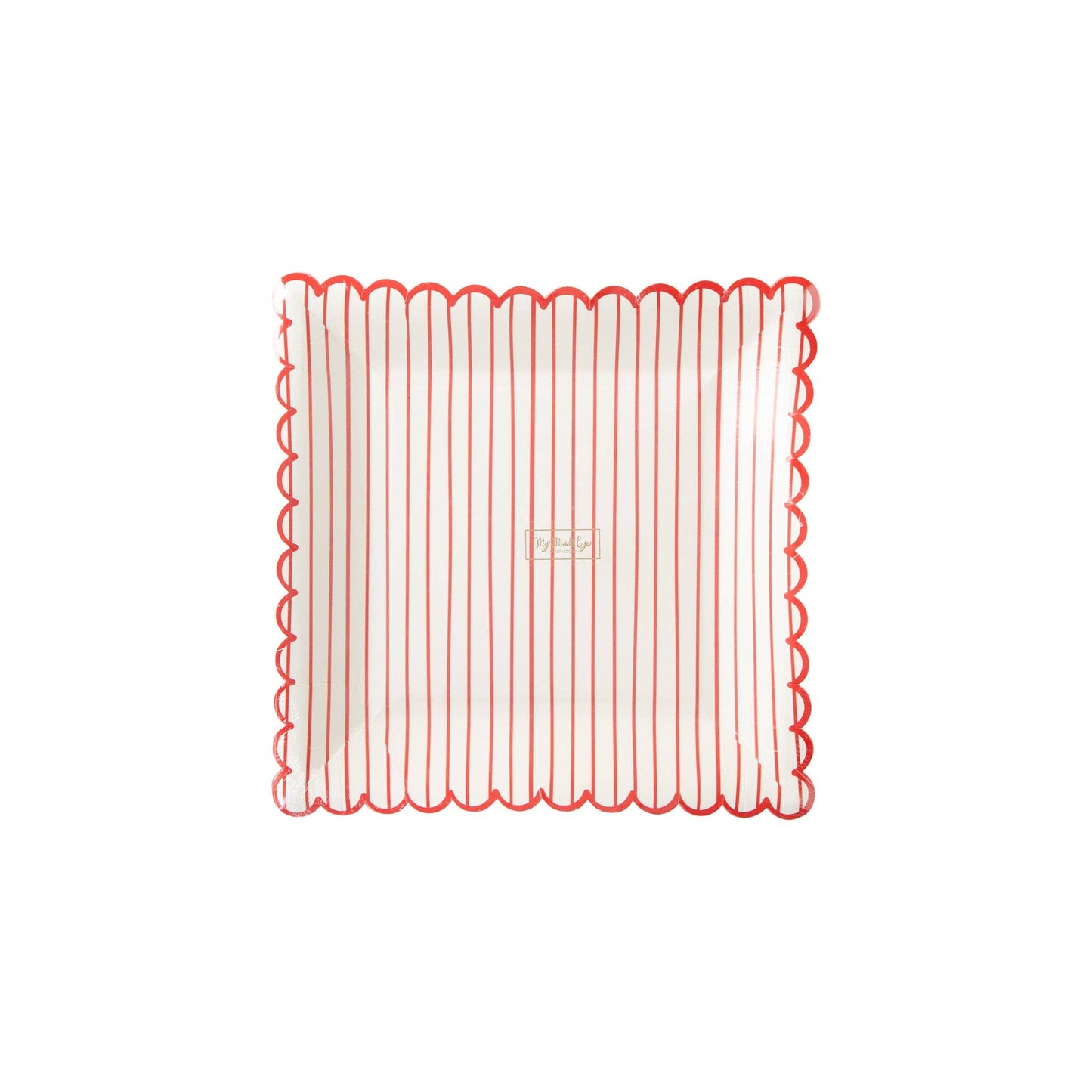 Red Stripe Scalloped Plate